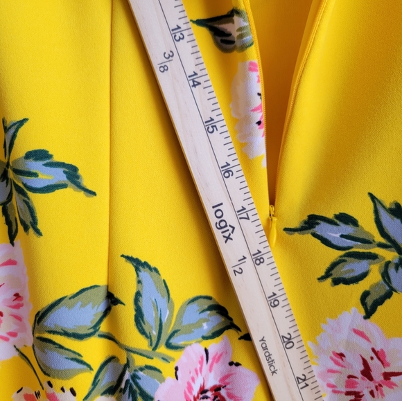 🟣Jessica Howard Floral Yellow Bodycon Slim Fit Mini Dress Size 10 - Picture 8 of 16